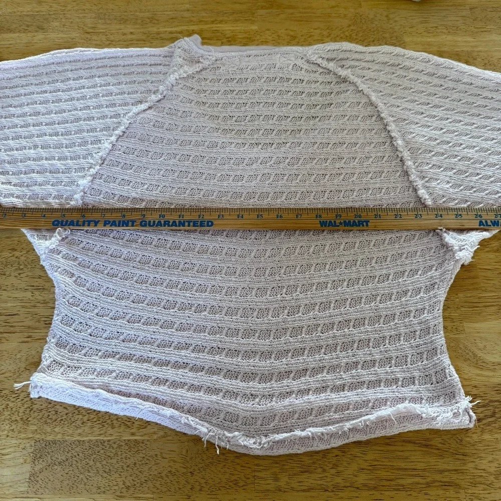 We The Free Free People Pink Waffle Knit Dolman Sweater Raw Hem Boho Extra Small